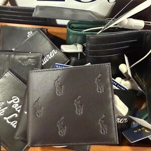 Polo by Ralph Lauren All Over Pony Embossed Leather Bifold Wallet - Black
